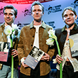 Nagroda im. Zbyszka Cybulskiego 2024. Jędrzej Hycnar, Filip Pławiak, Sandra Drzymalska. Fot. Katarzyna Rainka